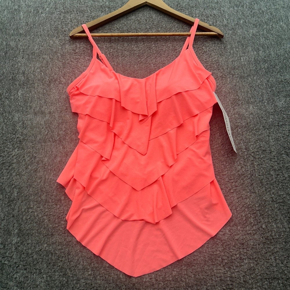 Trimshaper Tankini Swimsuit Top Size 12 Tiered‎ Coral Pink